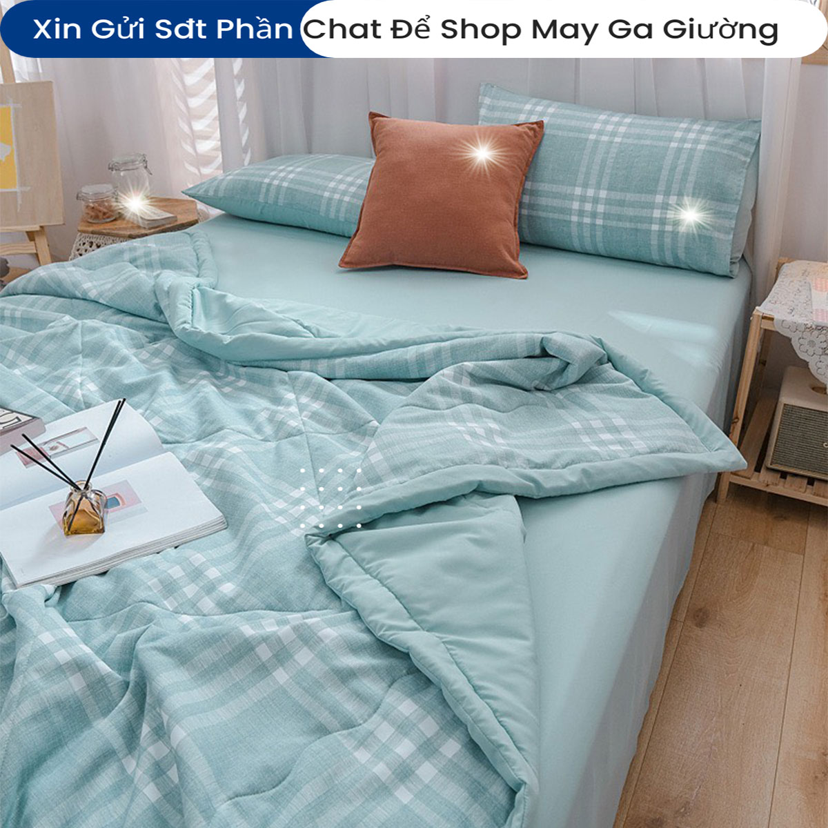 Bộ Chăn Ga Vỏ Gối Đệm Cotton Chăn Hè Đũi Phong Cách Hàn Quốc Bộ Drap Giường Cotton Cao Cấp