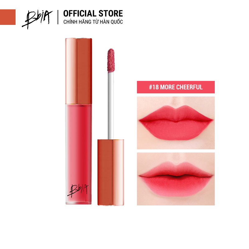 Son kem lì Bbia Last Velvet Lip Tint - 18 More Cheerful 5g (Màu hồng tươi)