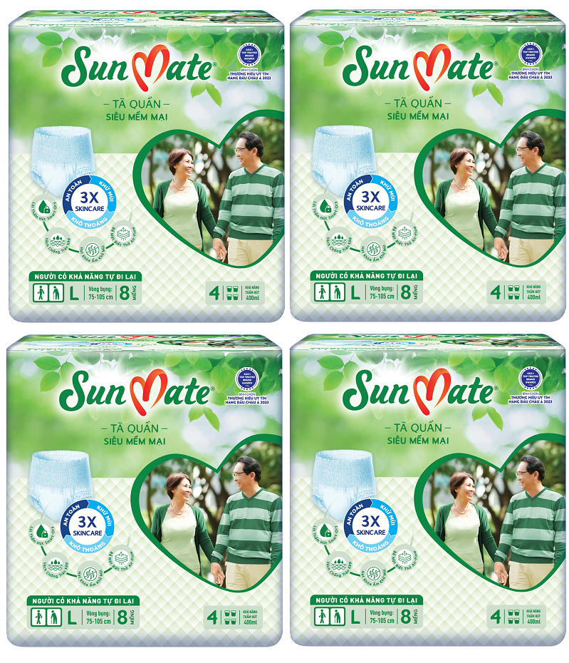 Combo 4 Tã Quần Người Lớn SunMate Siêu Mềm Mại size M9, L8