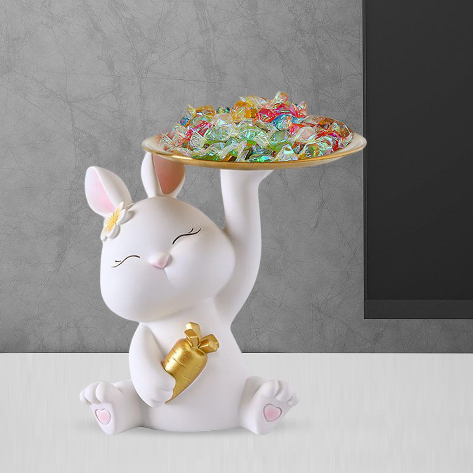 Bunny Statue Storage Tray Desk Organizer for Shop Tabletop Dining Room