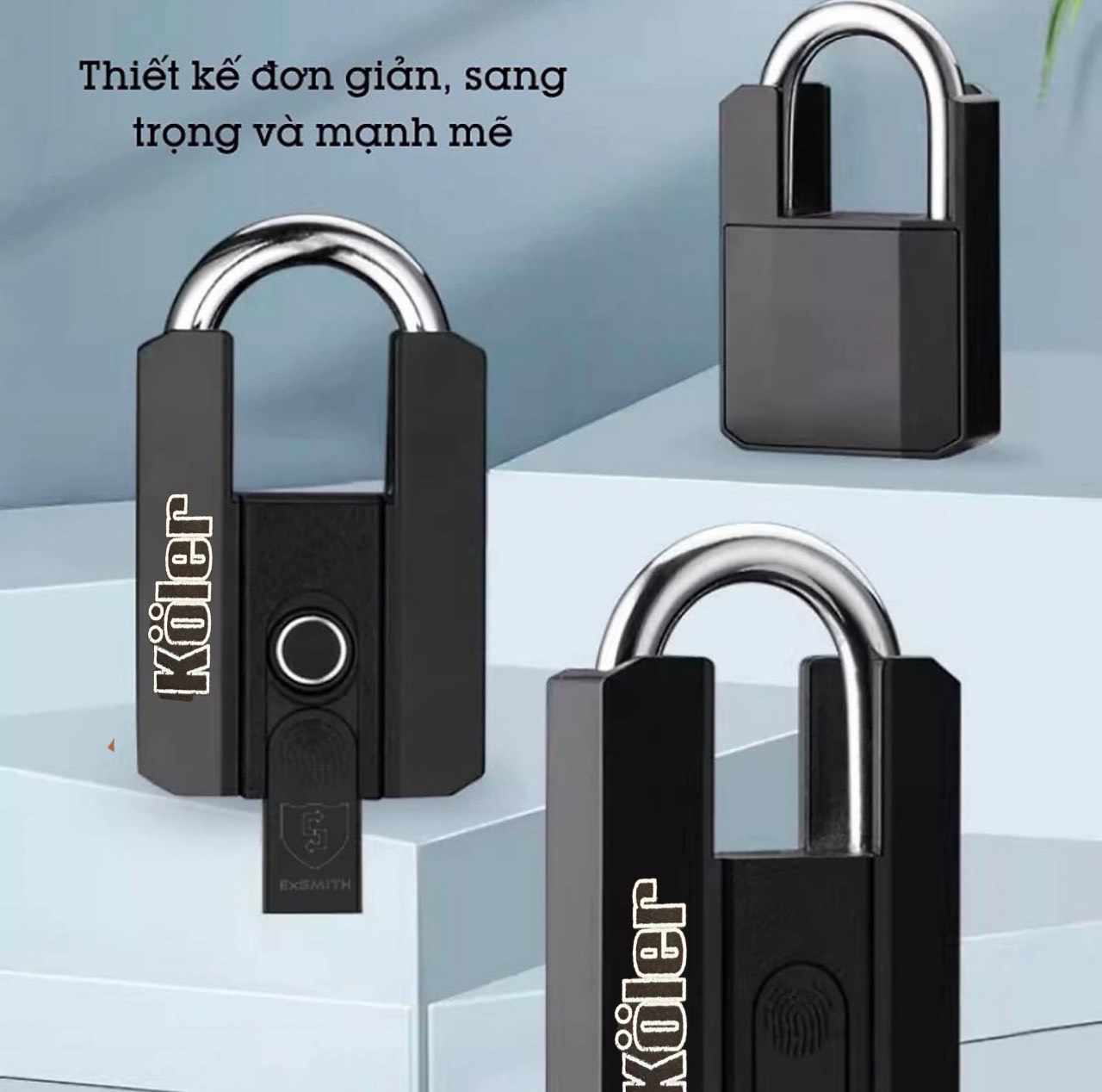 Khóa Móc Vân Tay KOLER. Mở Bằng APP, Vân tay và Chìa cơ. Chống Nước Và Quản Lý Mở cửa.