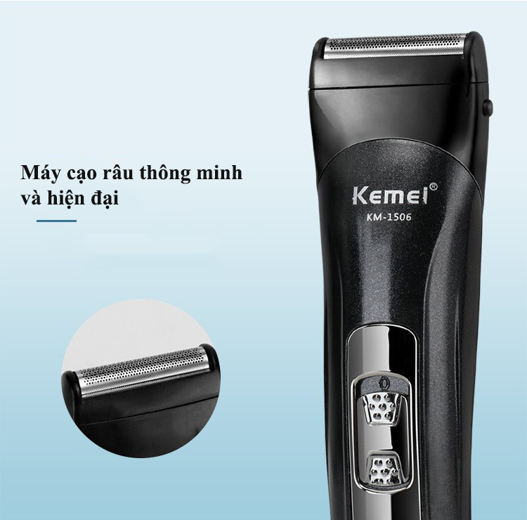 Tông Đơ Cắt Tóc KEMEI-1506 Đa Năng 3 Trong Một, Kèm Máy Cạo Râu Và Tỉa Lông Mũi, Công Suất 3W PIN Cực Bền- HÀNG CHÍNH HÃNG