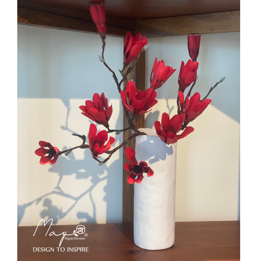 Hoa giấy trang trí, Hoa Mộc Lan đỏ handmade Maypaperflower - hoa ...