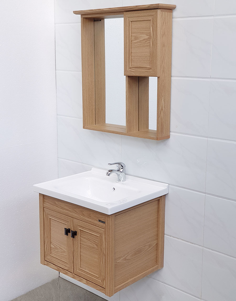 Bộ tủ Lavabo nhựa và carbon chịu nước Eurolife BLV-NC04 kháng nước chống ẩm chống bám bẩn, tạo khuẩn (Nâu gỗ)