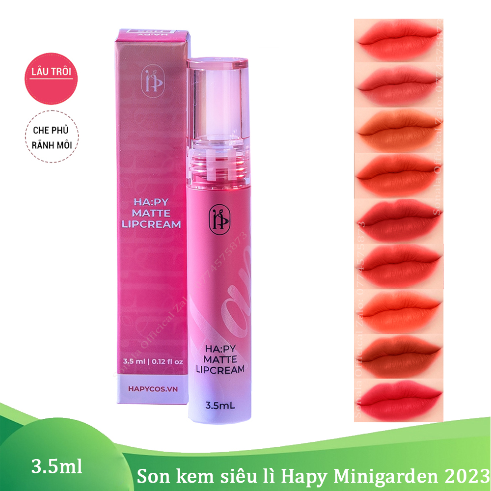 Son kem lì HA:PY Matte Lip Cream bám màu lâu trôi 3.5ml - Phiên bản son Hapy 2023 son siêu lì lâu trôi giữ màu 24h kháng nước ăn uống không lem không trôi không dính khẩu trang