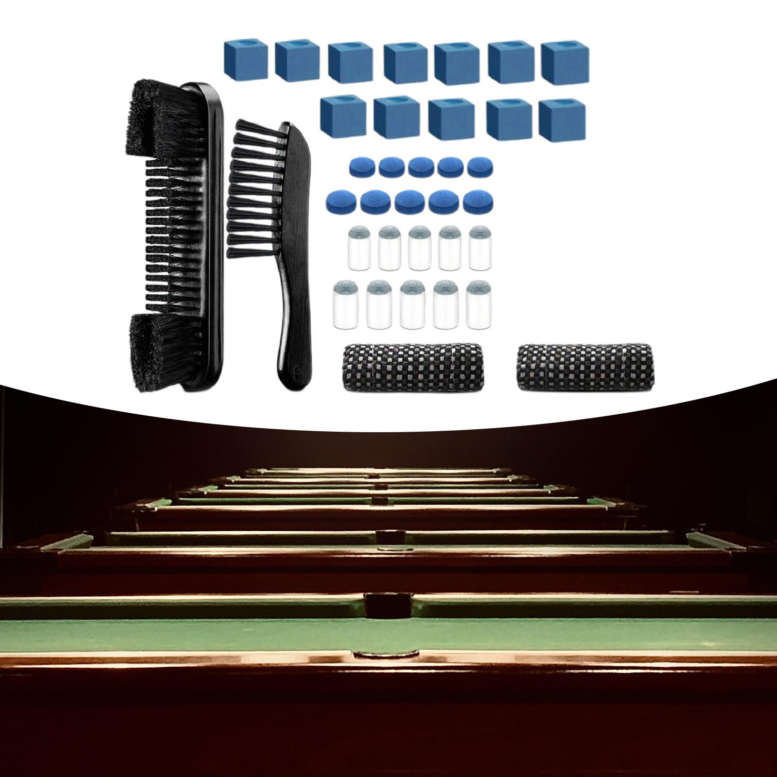 Billiards Pool Table with Rail Brush Wooden Cleaning Brush 10 Blue Cue Tips  Durable Cleaning Tools Billiard Accessories