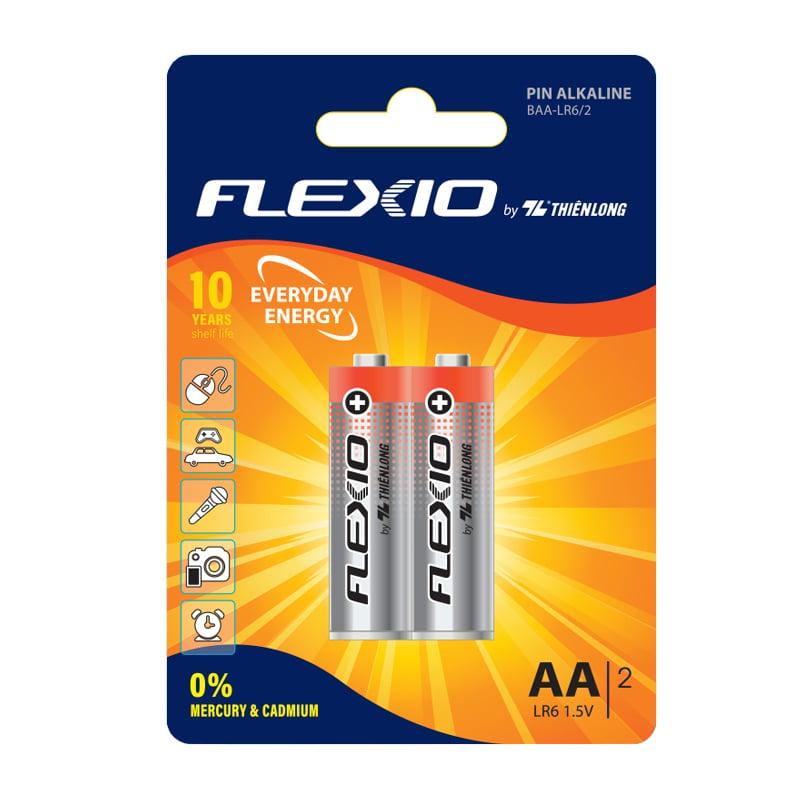 Vỉ 4 Pin Alkaline AA Thiên Long Flexio - Tặng thêm 02 Pin