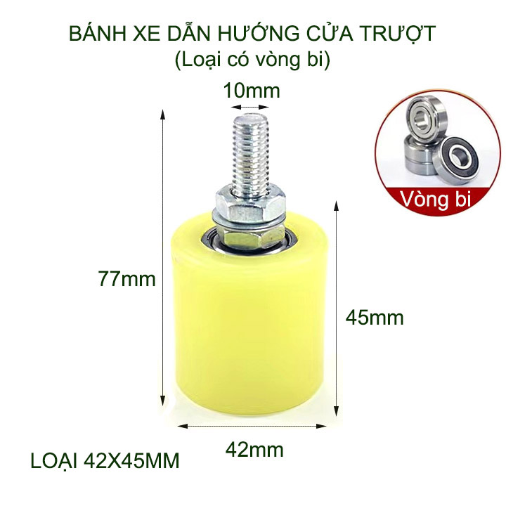 01 Bánh xe dẫn hướng cửa cổng trượt, loại có vòng bi, nhiều kích cỡ cho khách lựa chọn