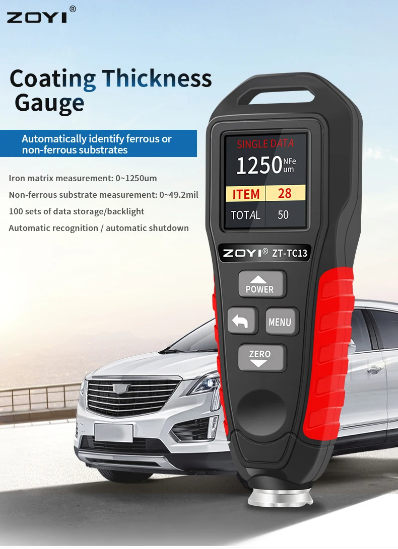 Máy Kiểm Tra Độ Dày Lớp Phủ Cầm Tay ABG zoyi ZT-TC13 Máy Kiểm Tra Bề Mặt Sơn, Đo Độ Dày Lớp Mạ Kẽm, Máy Đo Độ Dày Sơn,… Hàng Chính Hãng