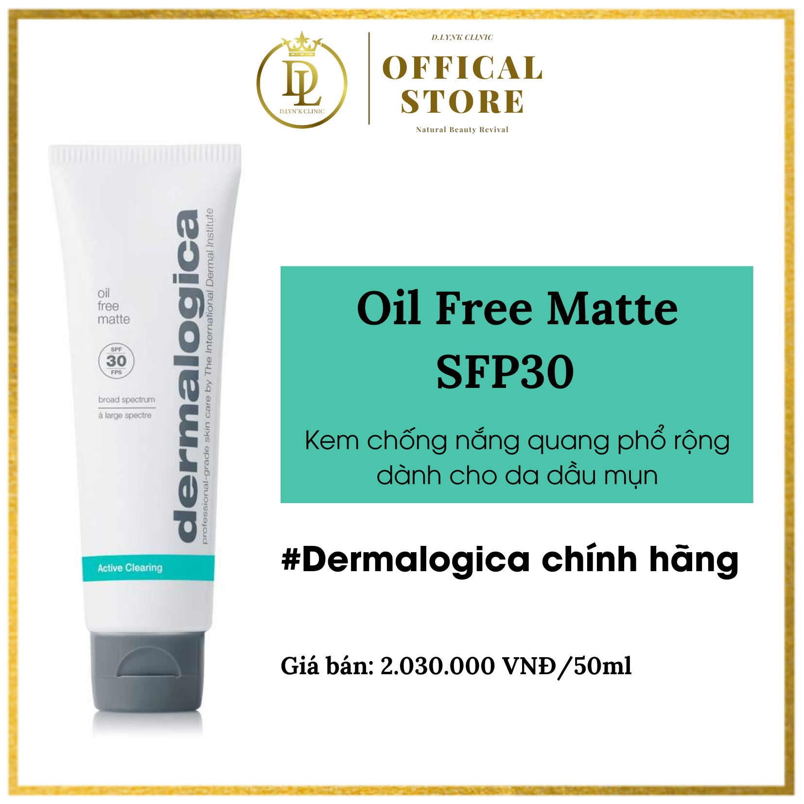 [HCM]  Kem chống nắng quang phổ rộng dành cho da dầu mụn Oil Free Matte  SFP30