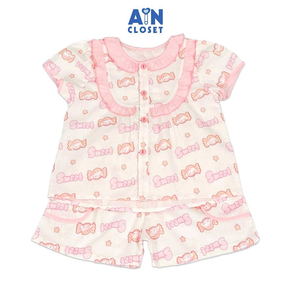 Bộ quần áo Ngắn bé gái họa tiết Cún Hồng Sweet cotton - AICDBGBTFMZC - AIN Closet