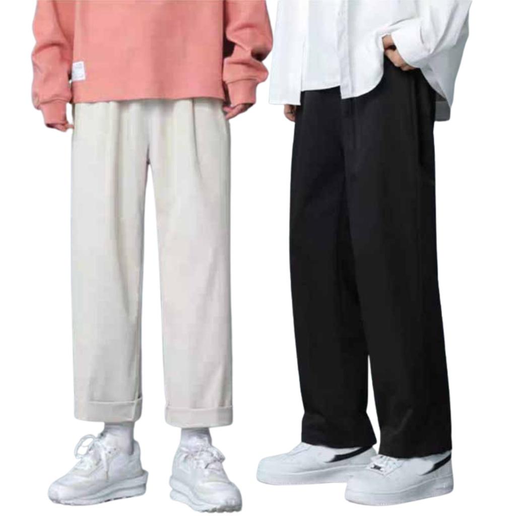 Quần Jogger Baggy Dáng Suông Dài - Chất Vải Kaki Kiểu Thể Thao UNISEX ba Màu Đen,xám,trắng. 03x