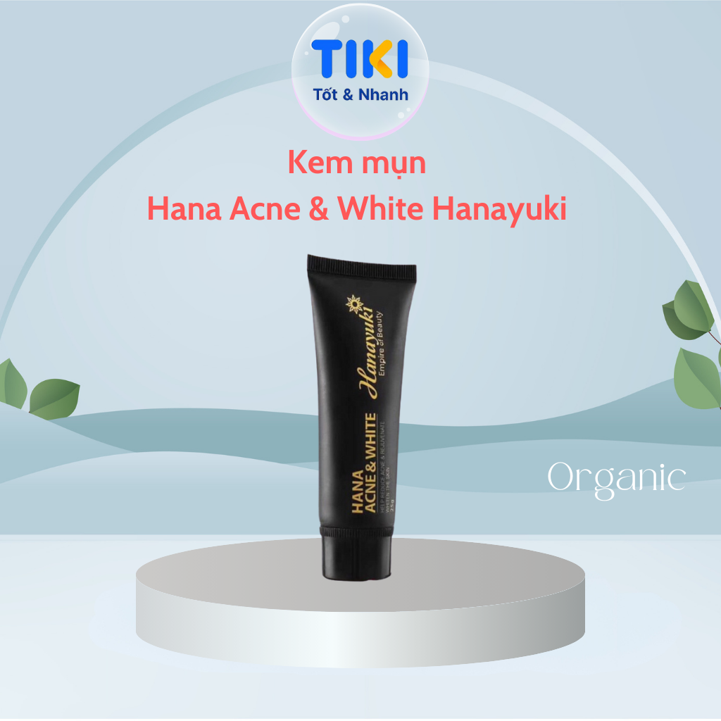 Kem Mụn Thâm Hana Acne &amp; White Hanayuki Chính Hãng Kem Xóa Mụn Mờ Thâm Dưỡng Ẩm Trắng Da 25g