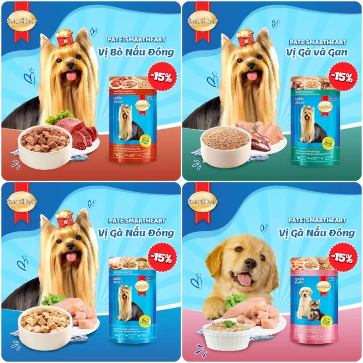 [Chính hãng] Pate cho chó Smarthead Adult và Puppy - Pate chó nhỏ và chó lớn các vị gói 130g