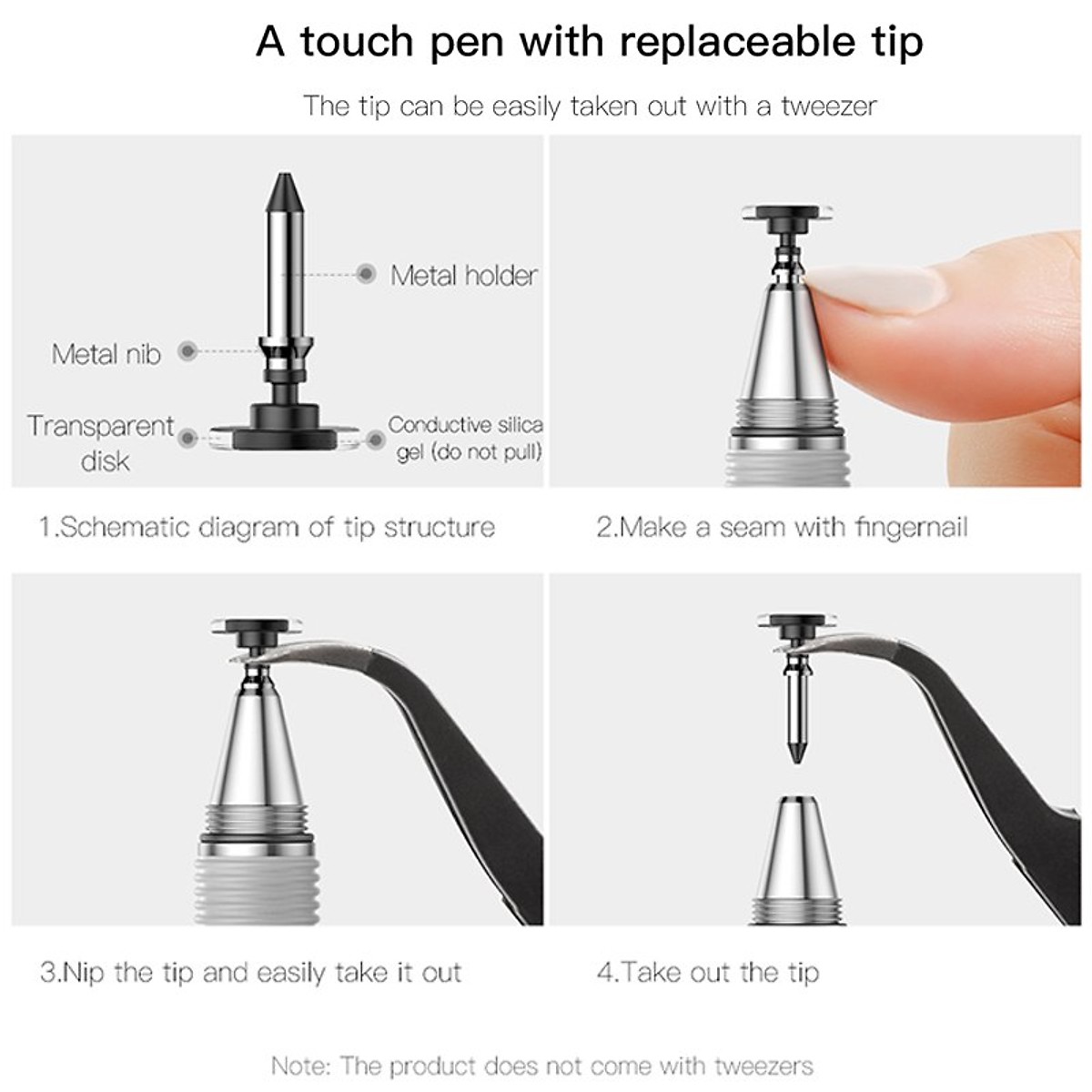 Bạc - Bút cảm ứng 2 đầu 2 in 1 hiệu Baseus Smart Pen cho Samsung, Huawei, iPhone, iPad, PC , Tablet   - Hàng nhập khẩu