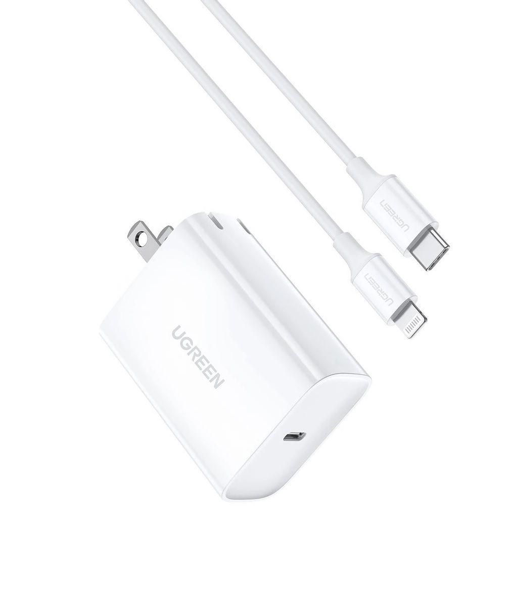 Ugreen UG70293CD137TK 18W bộ kit sạc nhanh PD và cáp USB type C ra Lightning MFI cho iPhone màu trắng - HÀNG CHÍNH HÃNG