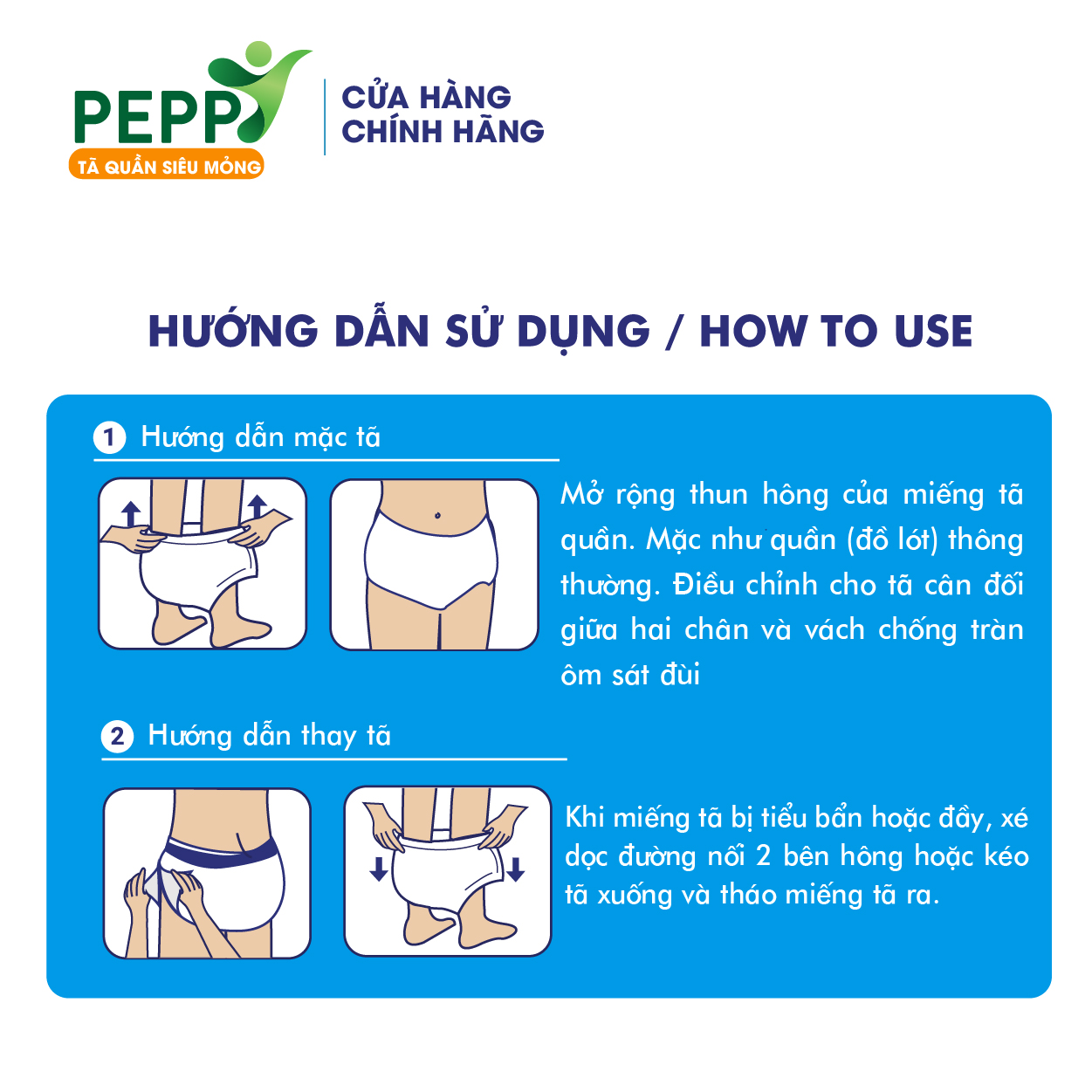 Tã Quần Người Lớn Peppy Siêu Mỏng M8/L7/XL7 miếng