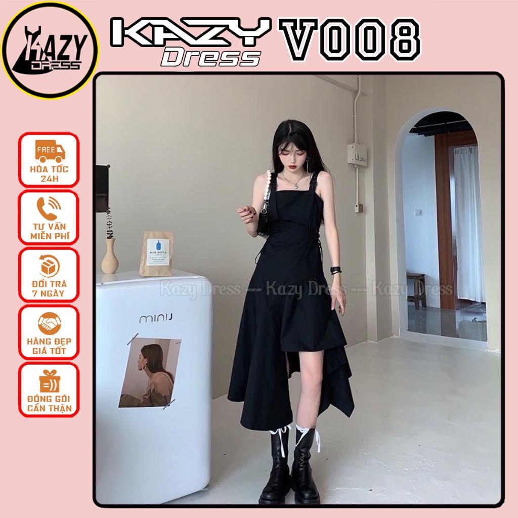 Váy hai dây xẻ tà lệch tầng hack dáng phong cách trẻ trung KAZY DRESS V008