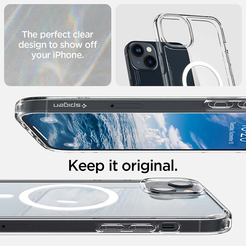 Ốp Lưng dành cho iPhone 14/14 Plus/14 Pro/14 Pro Max SPIGEN Crystal Hybrid MagFit White - Hàng Chính Hãng