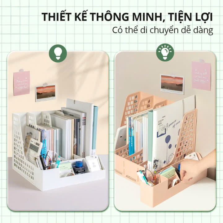 Giá đựng tài liệu 3 ngăn kèm khay để bút Việt Nhật , Khay đựng hồ sơ tài liệu văn phòng để bàn - Hàng Việt Nam