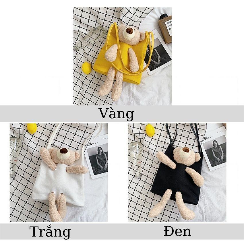 Túi Tote Vải Canvas Đeo Chéo Nữ Giá Rẻ Kiểu Hàn Quốc Đi Học Đi Chơi SUNO STORE TT01 tặng gấu xinh xắn