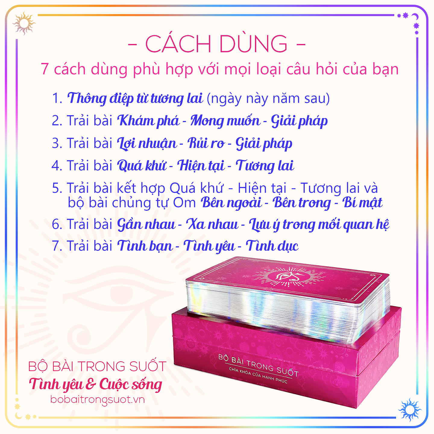 Bộ thẻ bài Trong Suốt Tình Yêu và Cuộc Sống - Chìa khóa của Hạnh Phúc