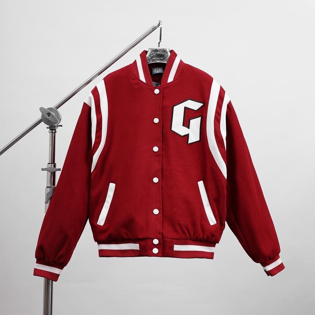 Áo Khóac Form Rộng Nỉ Jacket Varsity V19 - Màu Đỏ