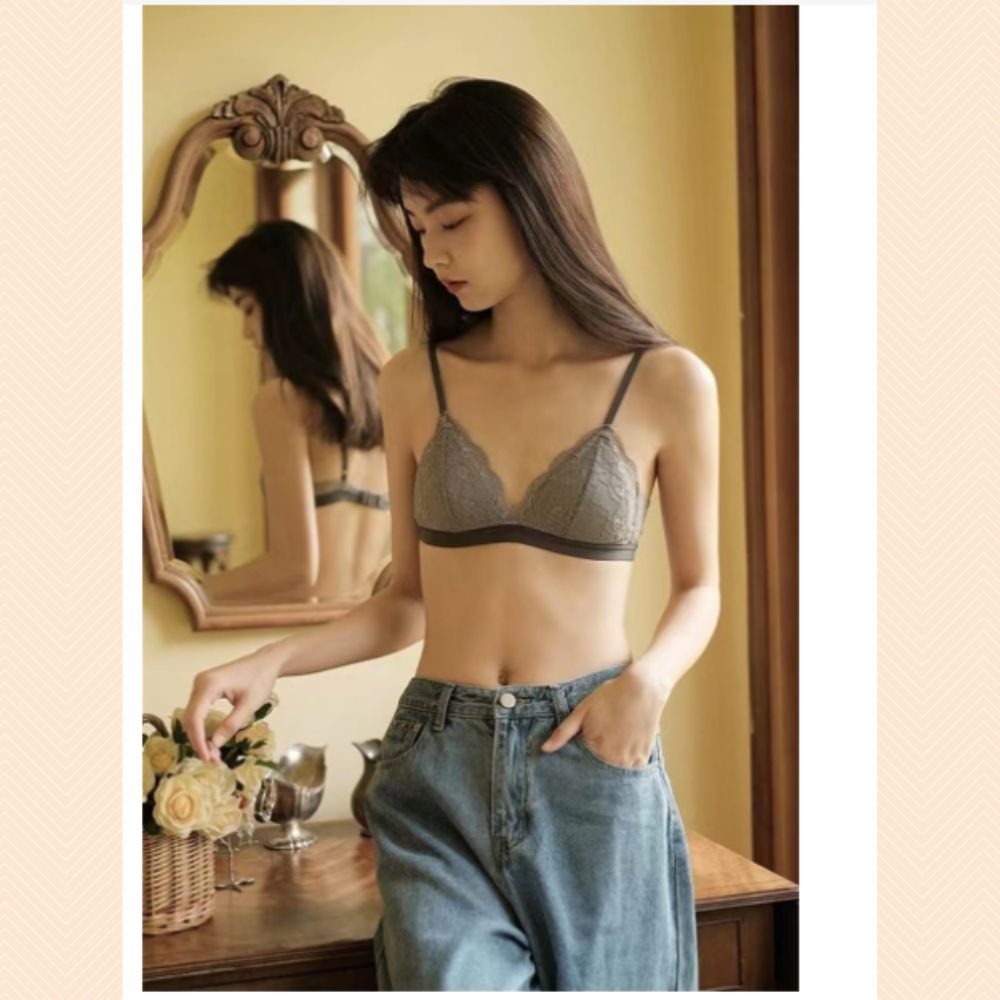 Áo Lót Nữ Không Gọng Viền Ren, Áo Ngực Đệm Mỏng  Hở Lưng Nâng Ngực Cao Cấp Azuno A6915