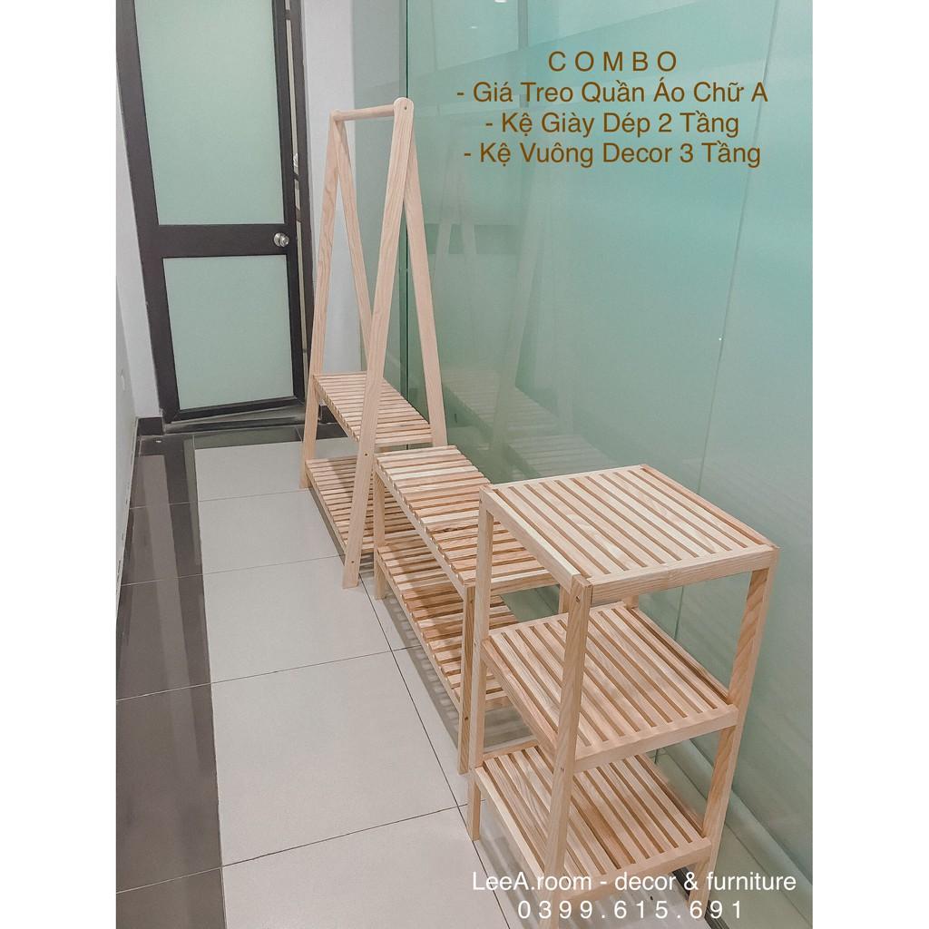 COMBO GIÁ TREO, KỆ GIÀY DÉP VÀ KỆ VUÔNG 3 TẦNG DECOR SIÊU XINH CHO CÁC CĂN HỘ