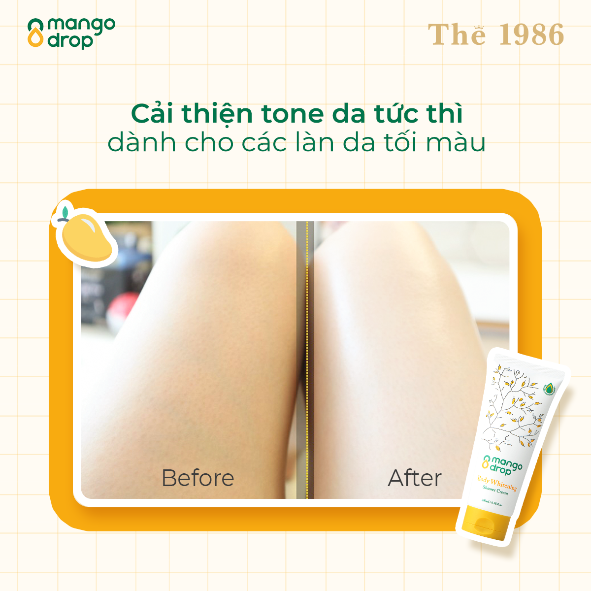 Kem Tắm Trắng Mango Drop Làm Trắng Body Mangodrop Body Whitening Shower Cream 200Ml