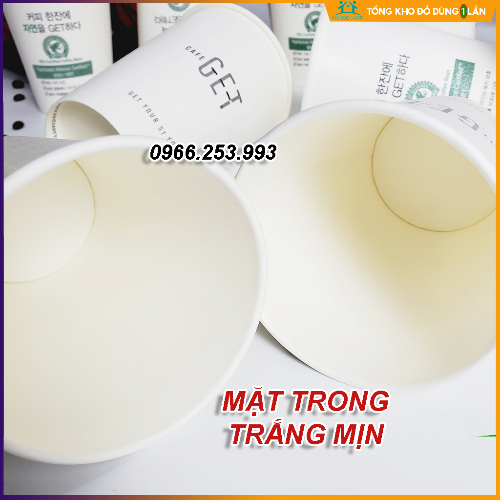 Set 50 cốc giấy chữ hàn GET 360ml siêu vỏ xù hàng cao cấp xuất khẩu Hàn Quốccách nhiệt