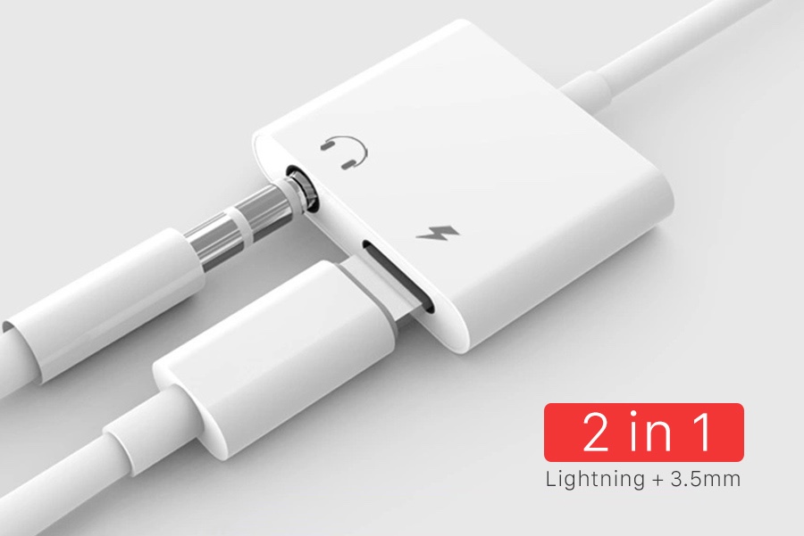 Cáp chuyển đổi vừa sạc vừa nghe điện thoại cho iphone  cổng Lightning sang jack Audio 3.5 (Hàng Chính Hãng)