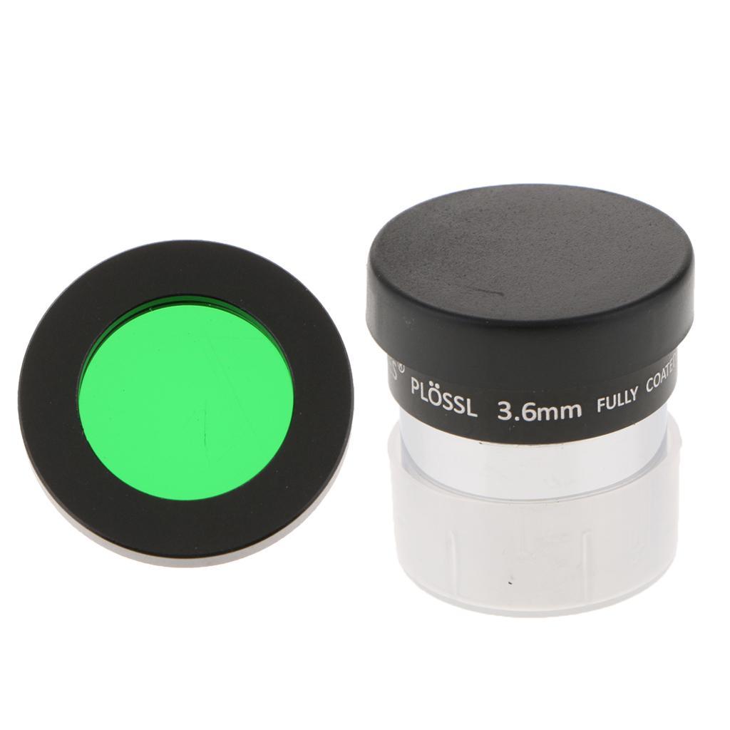 1.25inch Telescope Eyepiece Lens Plossl 3.6mm for Astronomy & Filter Green