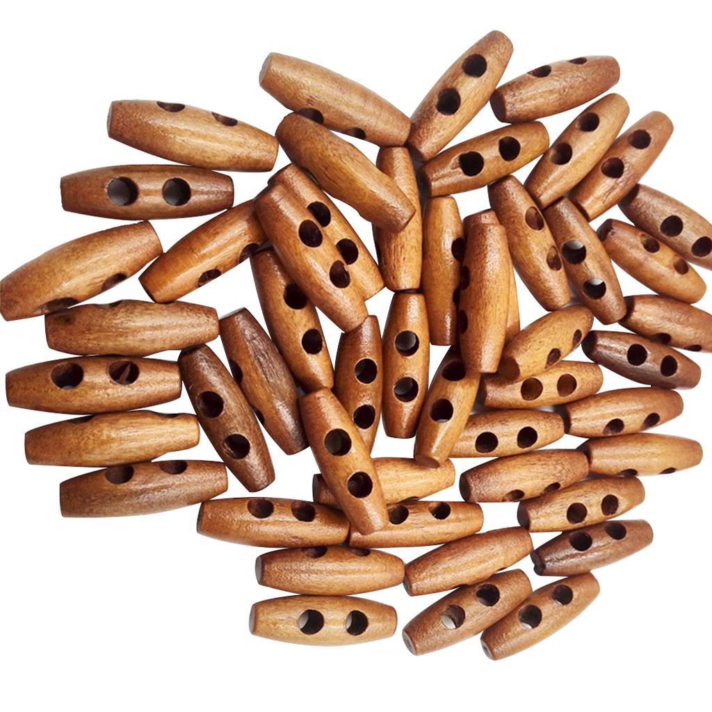 200 Cái Hình Bầu Dục Tặng Móc Khóa May Gỗ Nút Gài Với 2 Lỗ Thêu Sò May