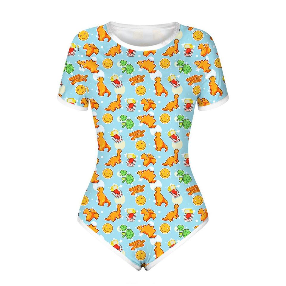 DDLG Trưởng Thành Bodysuit Tã Người Yêu Nữ Tay Ngắn Ốp Đáy Quần Người Lớn Onesie Liền Quần Romper Áo Liền Quần Với In Hình Kỳ Lân Cho Người Lớn Bé Trai