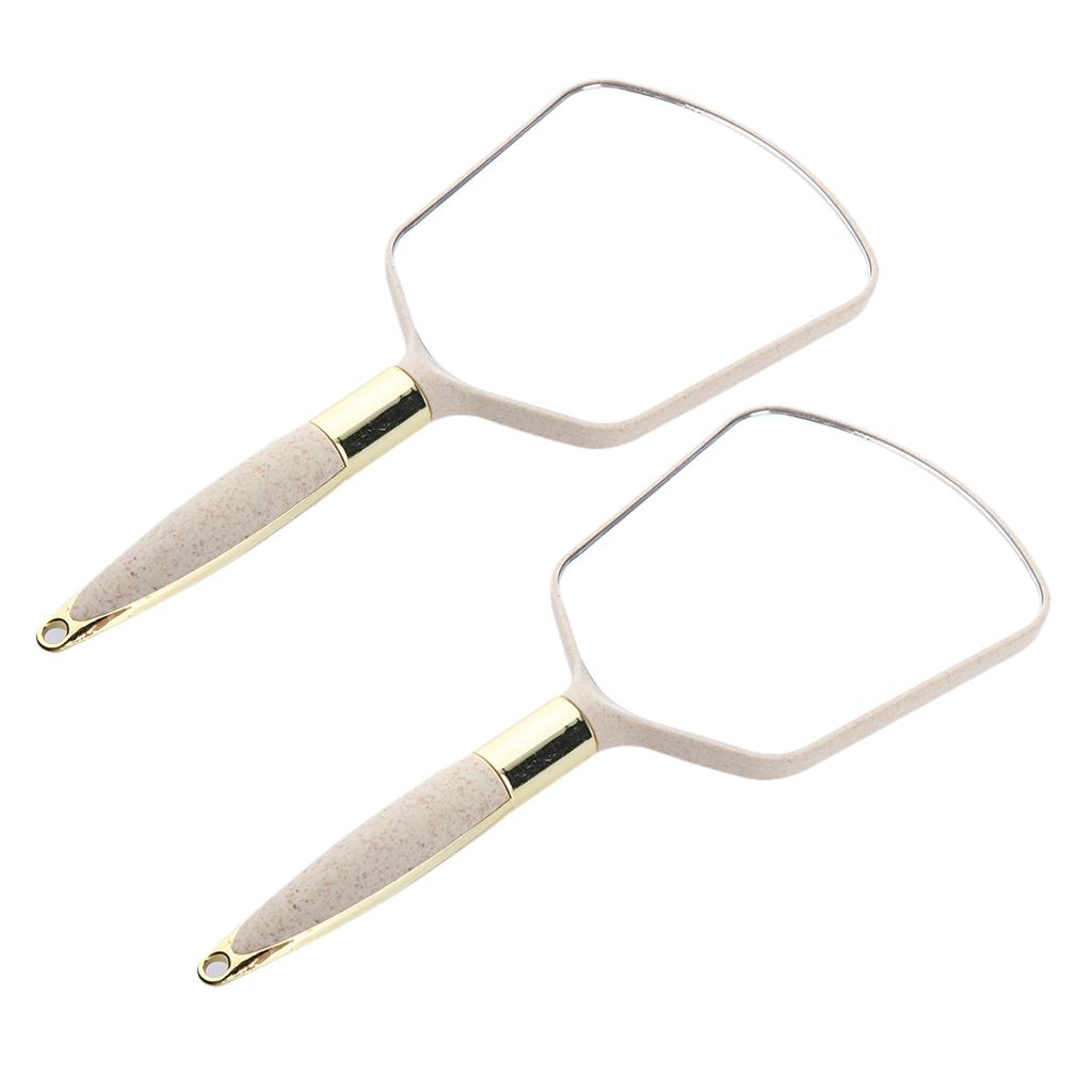Cuticate 2 Chiếc Du Lịch Di Động Nhựa Trang Điểm Cầm Tay Đựng Mỹ Phẩm Vanity HD Tráng Gương Màu Be