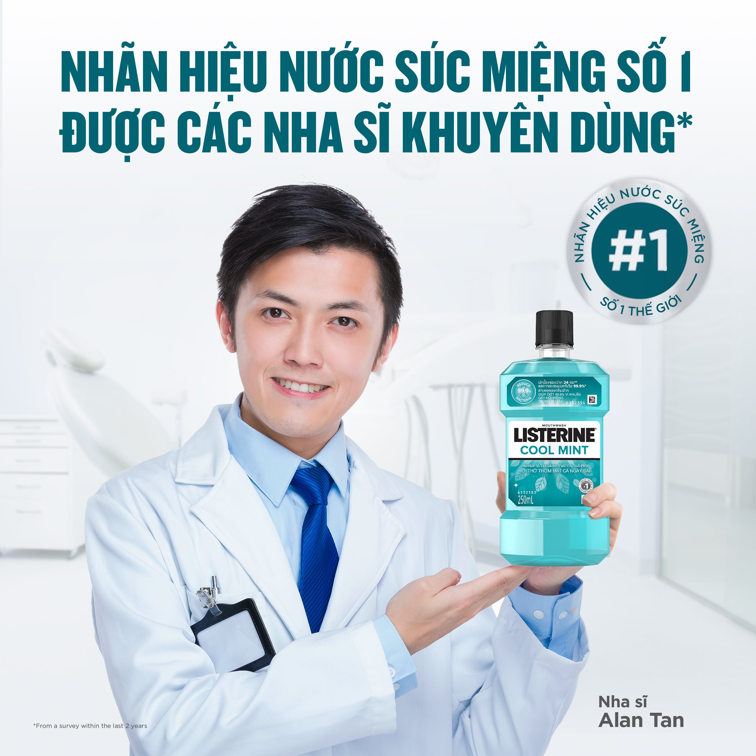 Nước Súc Miệng Giữ Hơi Thở Thơm Mát Listerine Coolmint 250ml