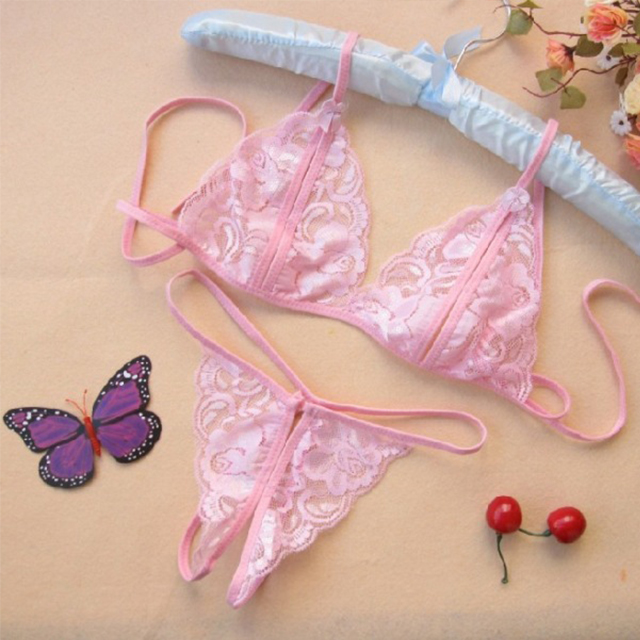 Set Bikini Áo Ngực 2 Dây Không Gọng Và Quần Lót Nữ Lọt Khe Thêu Ren Nhiều Màu Gợi Cảm SB02 Freesize Dưới 60kg