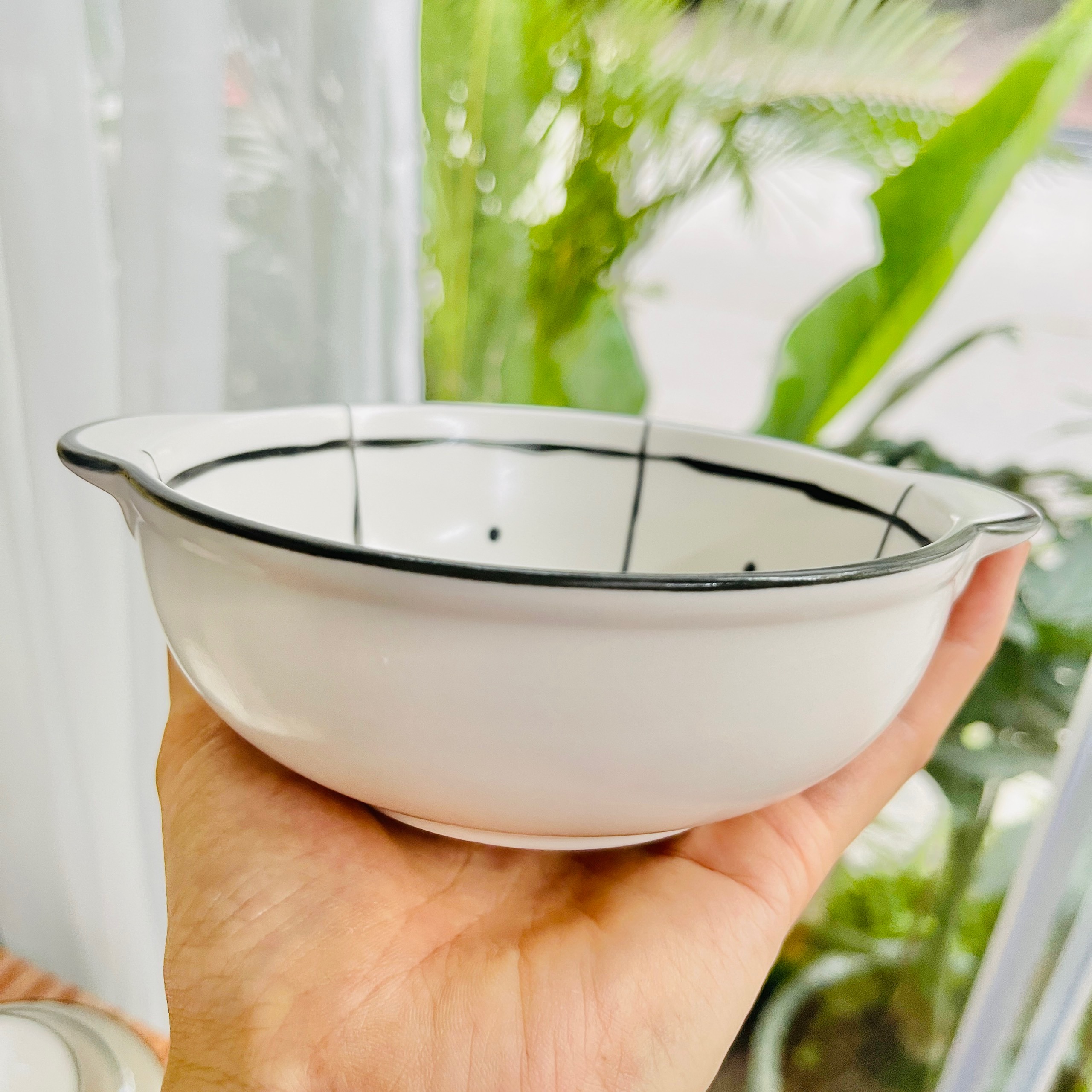Các món lẻ trong bộ bát đĩa gốm sứ cao cấp hoạ tiết kẻ karo
