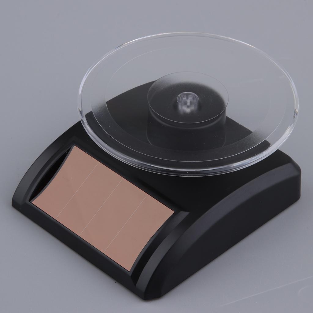 2 Pieces Mini Solar Powered Turntable Rotating Display Stand Jewelry Phones