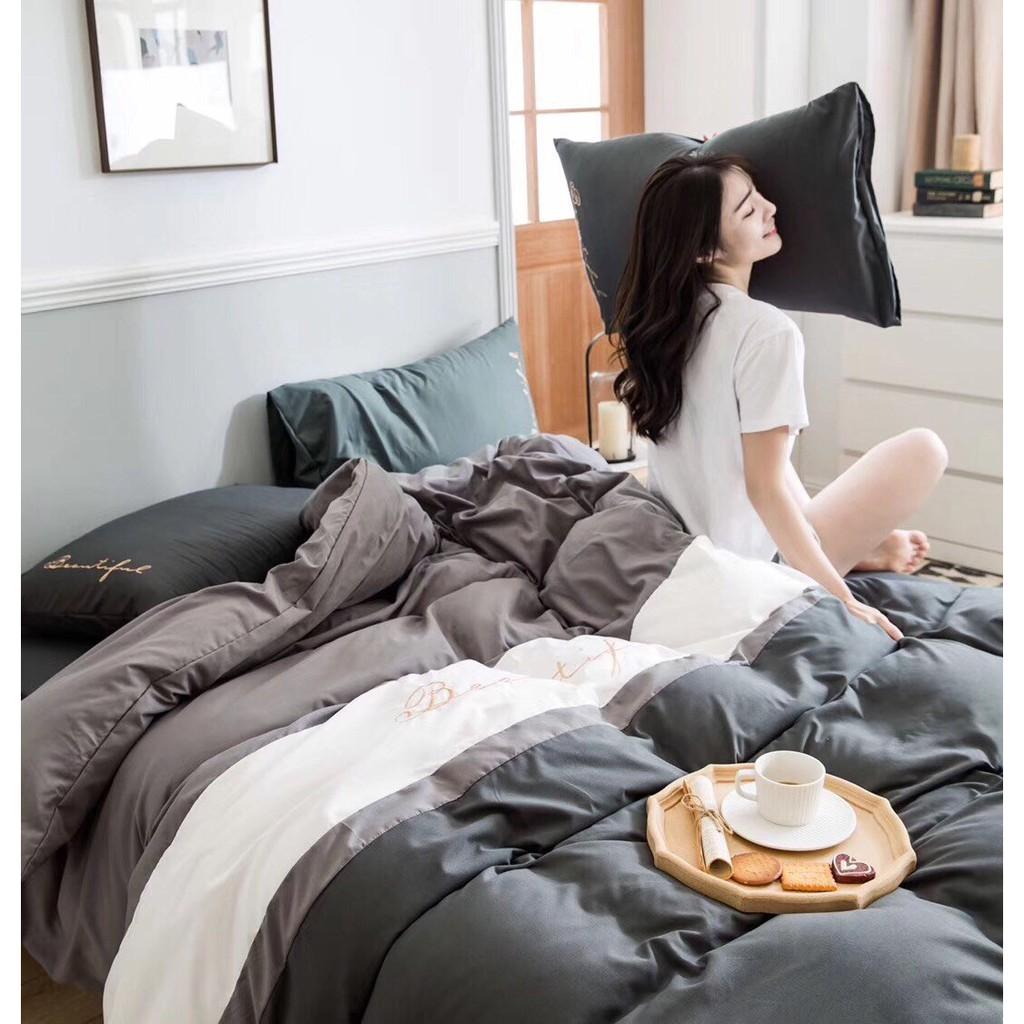 Bộ 5 Món Vỏ Chăn Ga Gối Cotton Xuất Nhật Beauty Phối Màu