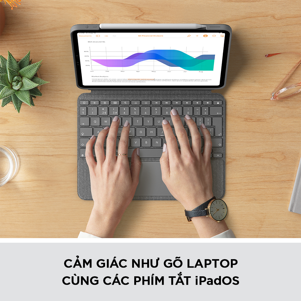 Bao da kèm bàn phím Logitech Combo Touch iPad Pro 11 inch gen 1, 2, 3 (2021) - Backlit keys có thể tháo rời, Trackpad siêu nhạy - Hàng chính hãng