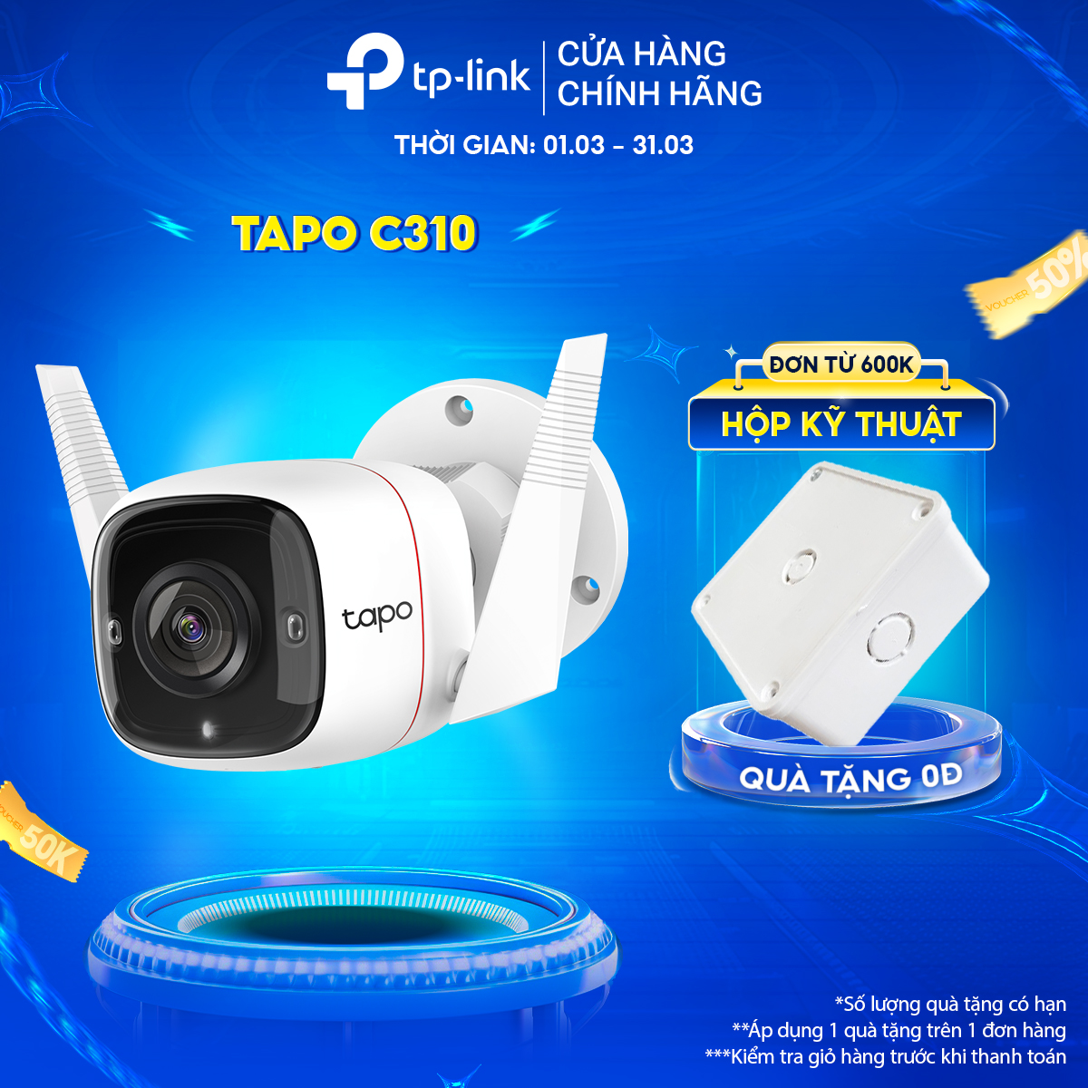 Camera Wifi TP-Link Tapo C310 3MP An Ninh Ngoài Trời - Hàng Chính Hãng
