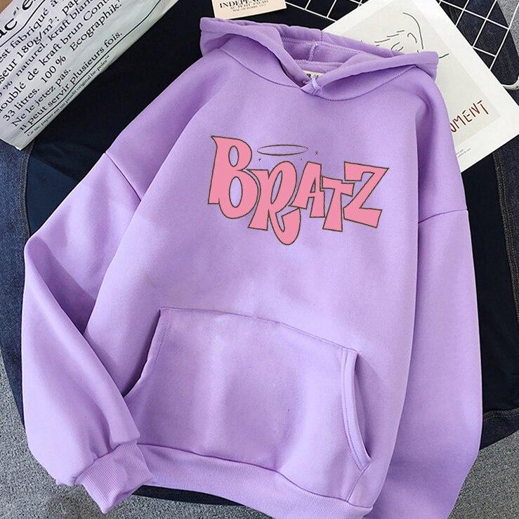 Bratz Chữ In Hoodie THU ĐÔNG Áo Unisex Nam Nữ Nam Thời Trang Sinh Viên Hoodie Tay Dài