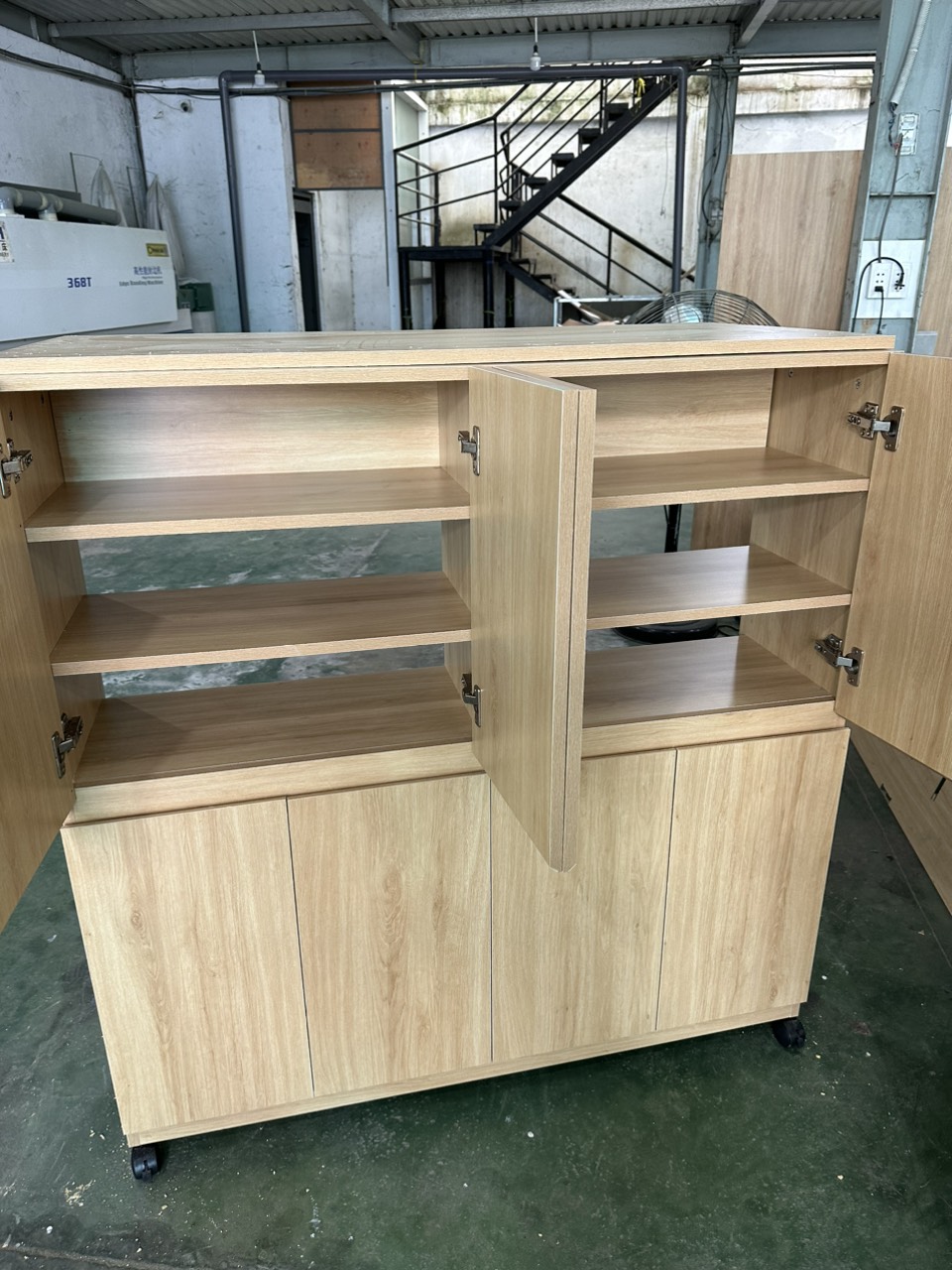 Kệ giày dép lớn gia đình và văn phòng Tundo 1m2 x 1m2, gỗ công nghiệp màu tự nhiên
