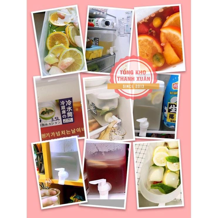 Bình Nước Có Vòi Để Tủ Lạnh 3.5L Cao Cấp ️RẺ VÔ ĐỊCH️ Bình Nước Có Vòi Tiện Dụng Nhựa PP An Toàn