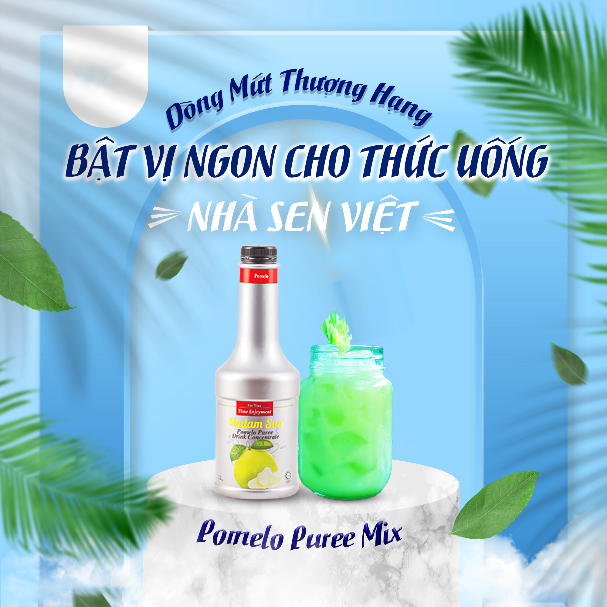 Mứt trái cây pha chế Madamsun vị Bưởi (Pomelo Puree Mix) chai 1L - Hàng nhập khẩu Malaysia