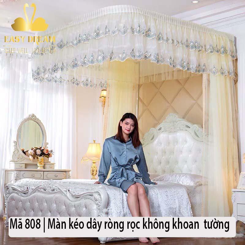 Màn khung ròng rọc kéo dây không khoan tường cao cấp EASY DREAM - Mùng ngủ chống muỗi màn cưới công chúa