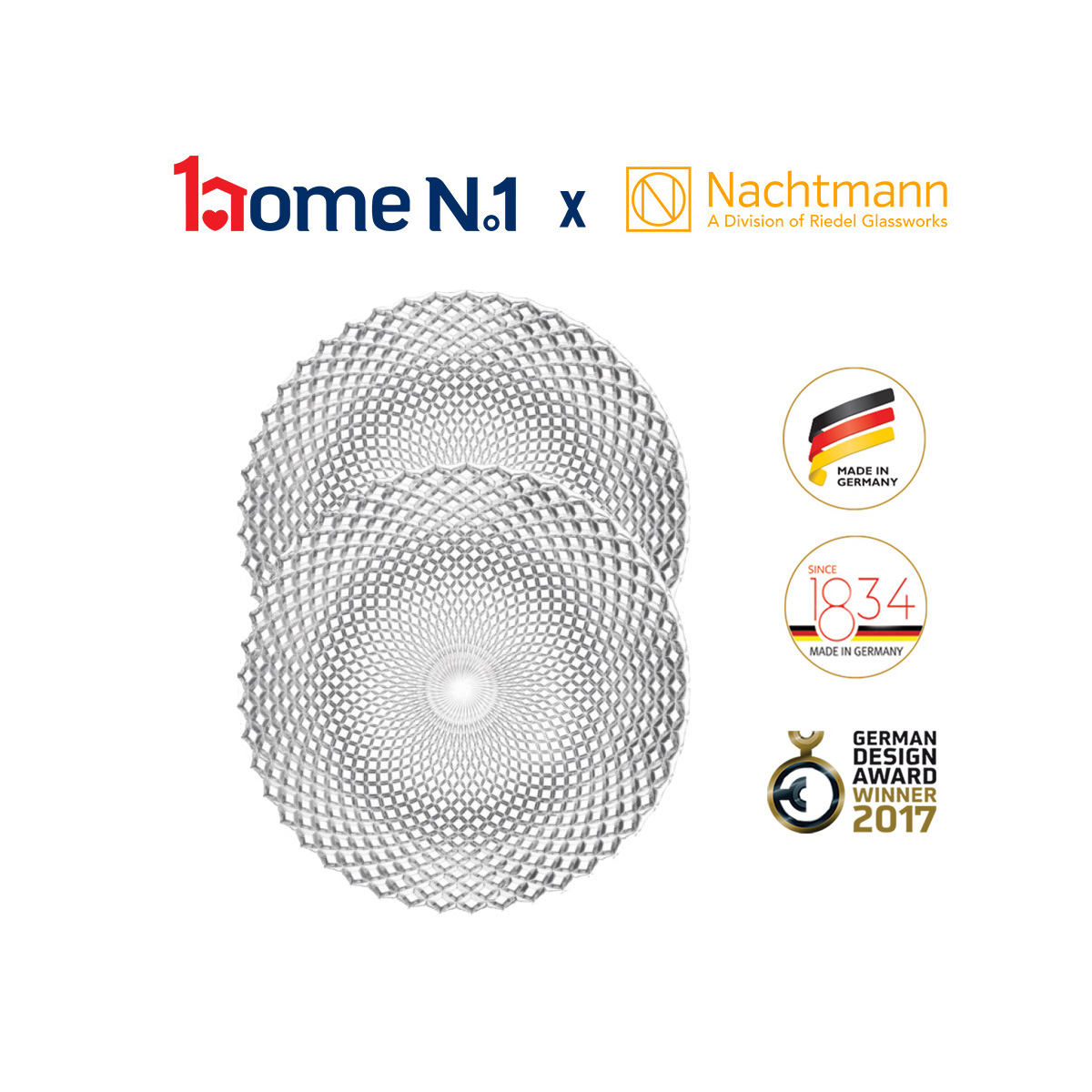 Bộ 2 đĩa pha lê Nachtmann Rumba 32cm - Hàng chính hãng Đức