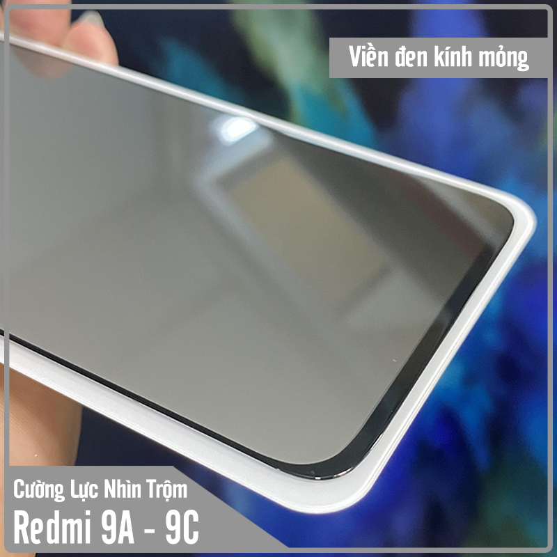 Kính cường lực cho Xiaomi Redmi 9A - 9C chống nhìn trộm full viền đen